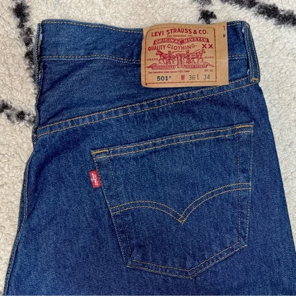 Vintage 90s 501 Dark Wash Straight Leg Levi’s 36x34 - Picture 4 of 5